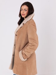 Lakeland Leather Brown Dove Shearling Longline Coat - Image 4 of 8