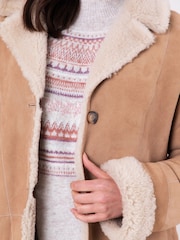 Lakeland Leather Brown Dove Shearling Longline Coat - Image 8 of 8
