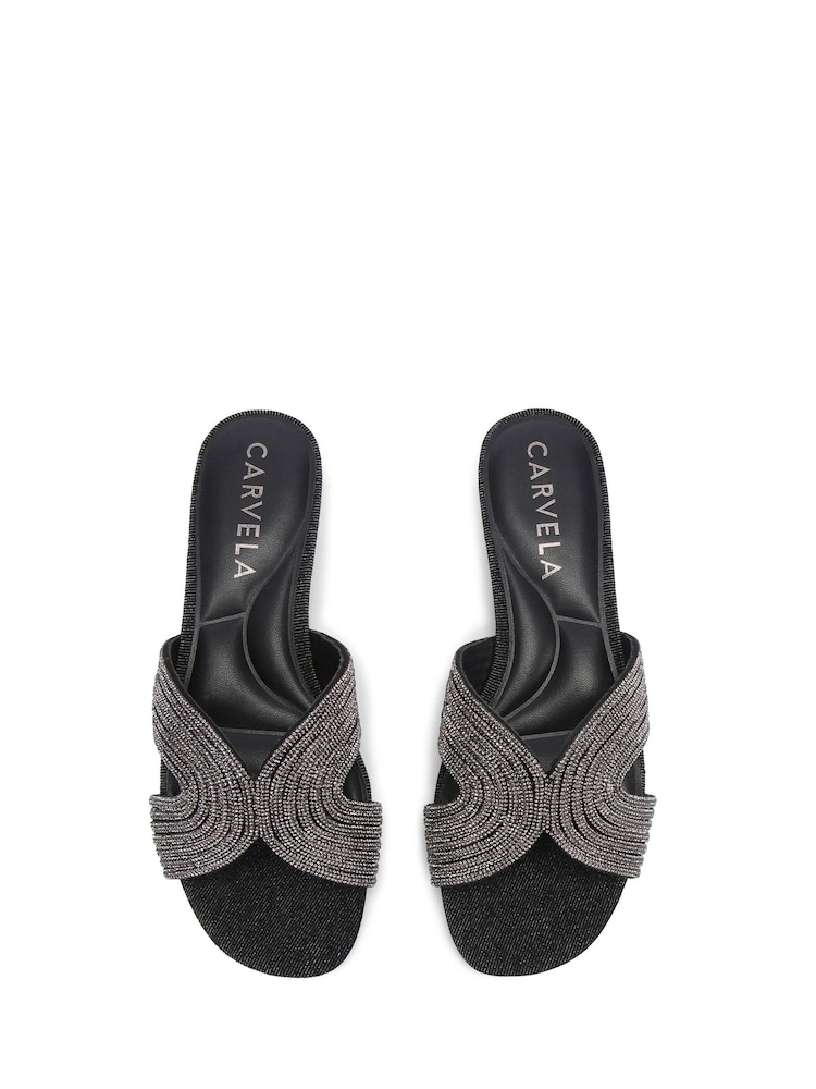Carvela Chrome Gala Mule Jewel Sandals - Image 2 of 5