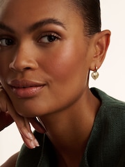 Ted Baker Gold Tone Cherise: Crystal Cluster Heart Huggie Drop Earrings - Image 2 of 4