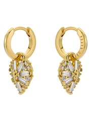 Ted Baker Gold Tone Cherise: Crystal Cluster Heart Huggie Drop Earrings - Image 4 of 4
