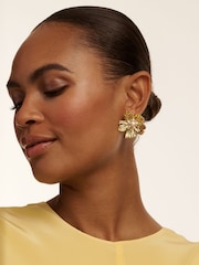 Ted Baker Gold Tone Petarie: Flower Statement Stud Earrings - Image 1 of 3