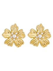 Ted Baker Gold Tone Petarie: Flower Statement Stud Earrings - Image 2 of 3