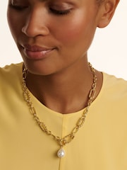 Ted Baker Gold Tone Timora: Twisted Pearl Pendant Necklace - Image 1 of 4