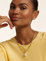 Ted Baker Gold Tone Timora: Twisted Pearl Pendant Necklace - Image 2 of 4
