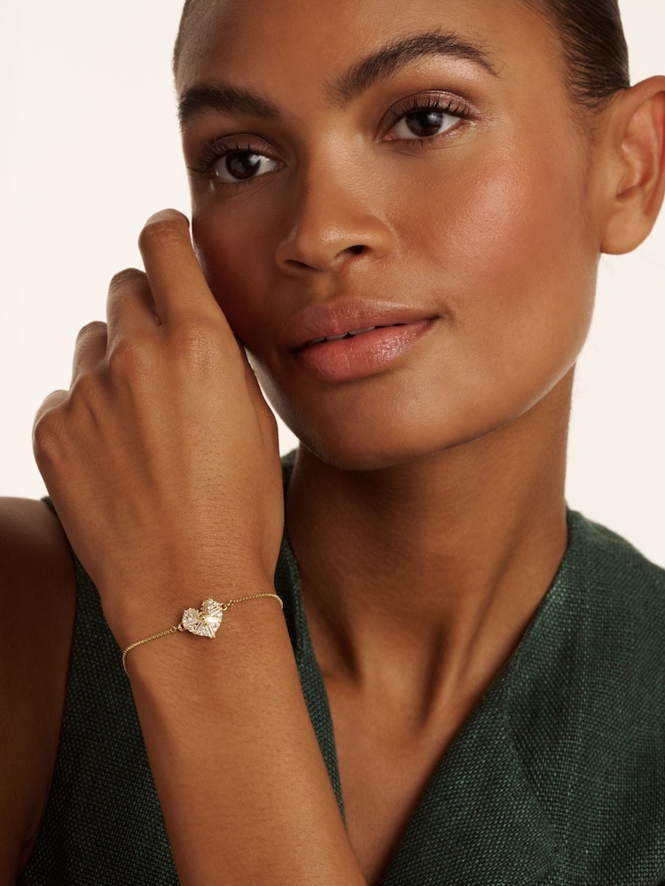 Gold Tone - Ted Baker Cherisa: Crystal Cluster Heart Adjustable Bracelet - Image 1 of 4