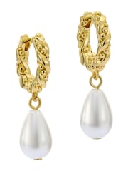 Ted Baker Gold Tone Tilly: Twisted Pearl Drop Earrings - Image 1 of 5