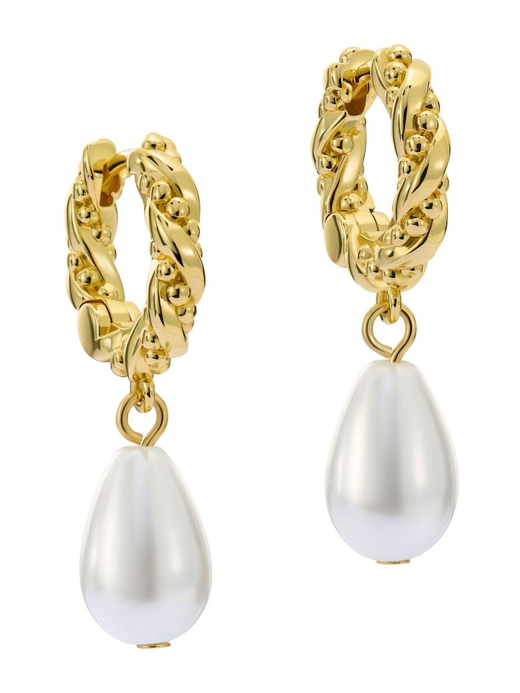 Ted Baker Gold Tone Tilly: Twisted Pearl Drop Earrings - Image 1 of 5