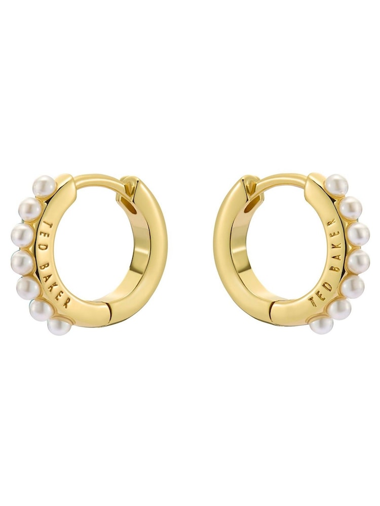 Ted Baker Gold Tone Persia: Pearl Huggie Earrings - Image 2 of 4