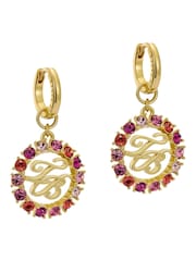 Ted Baker Gold Tone Molika: Monogram Crystal Huggie Earrings - Image 1 of 5