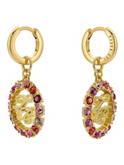 Ted Baker Gold Tone Molika: Monogram Crystal Huggie Earrings - Image 2 of 5