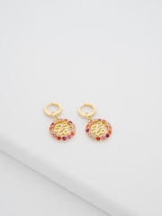 Ted Baker Gold Tone Molika: Monogram Crystal Huggie Earrings - Image 3 of 5