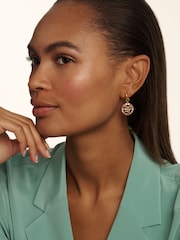 Ted Baker Gold Tone Molika: Monogram Crystal Huggie Earrings - Image 5 of 5