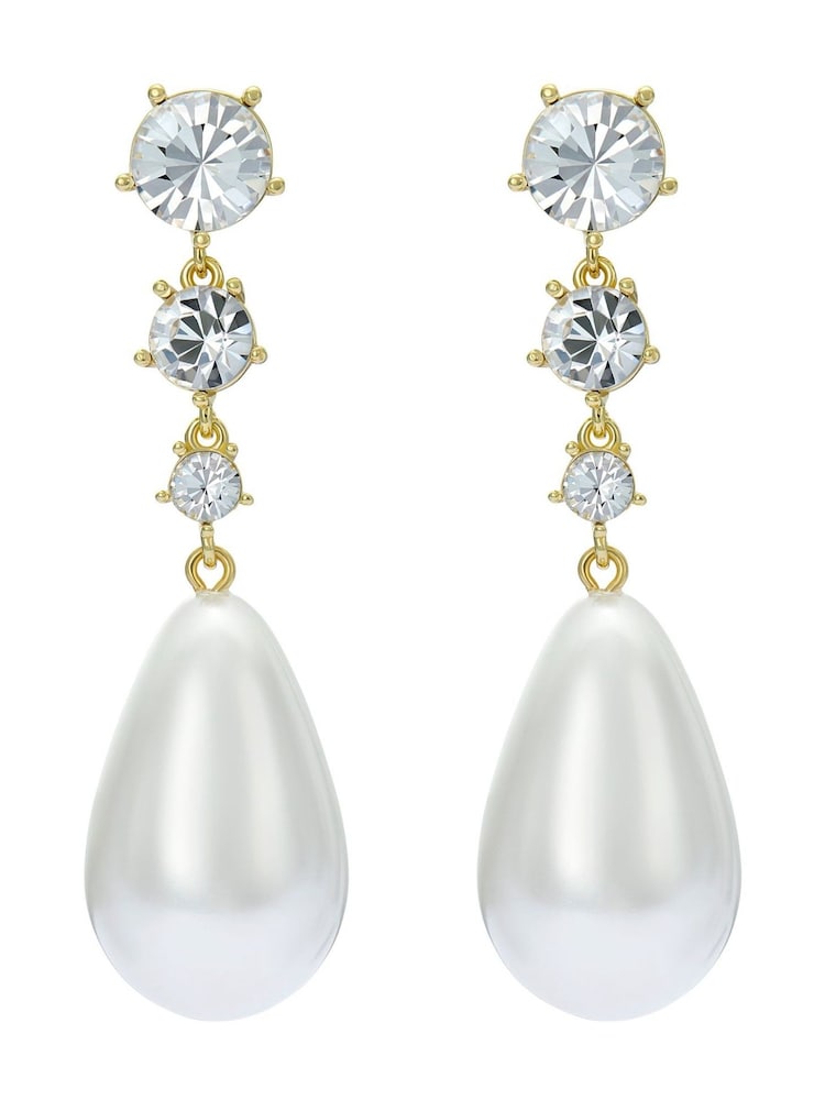 Ted Baker Gold Tone Pearsti: Statement Crystal Bead Drop Earrings - Image 1 of 4