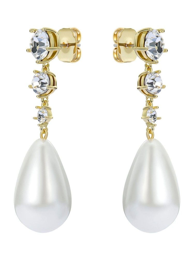 Ted Baker Gold Tone Pearsti: Statement Crystal Bead Drop Earrings - Image 2 of 4