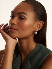 Ted Baker Silver Tone Cherise: Crystal Cluster Heart Huggie Drop Earrings - Image 3 of 5