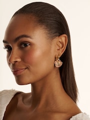 Ted Baker Gold Tone Florence: Crystal Flower Huggie Earrings - Image 3 of 4