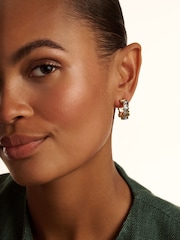 Ted Baker Gold Tone Clarence: Crystal Cluster Hoop Earrings - Image 3 of 4