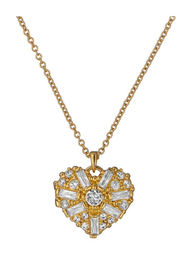 Ted Baker Gold Tone Cherish: Crystal Cluster Heart Locket Pendant Necklace - Image 2 of 4