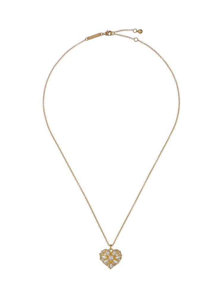 Ted Baker Gold Tone Cherish: Crystal Cluster Heart Locket Pendant Necklace - Image 2 of 4