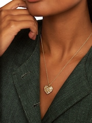 Ted Baker Gold Tone Cherish: Crystal Cluster Heart Locket Pendant Necklace - Image 4 of 4