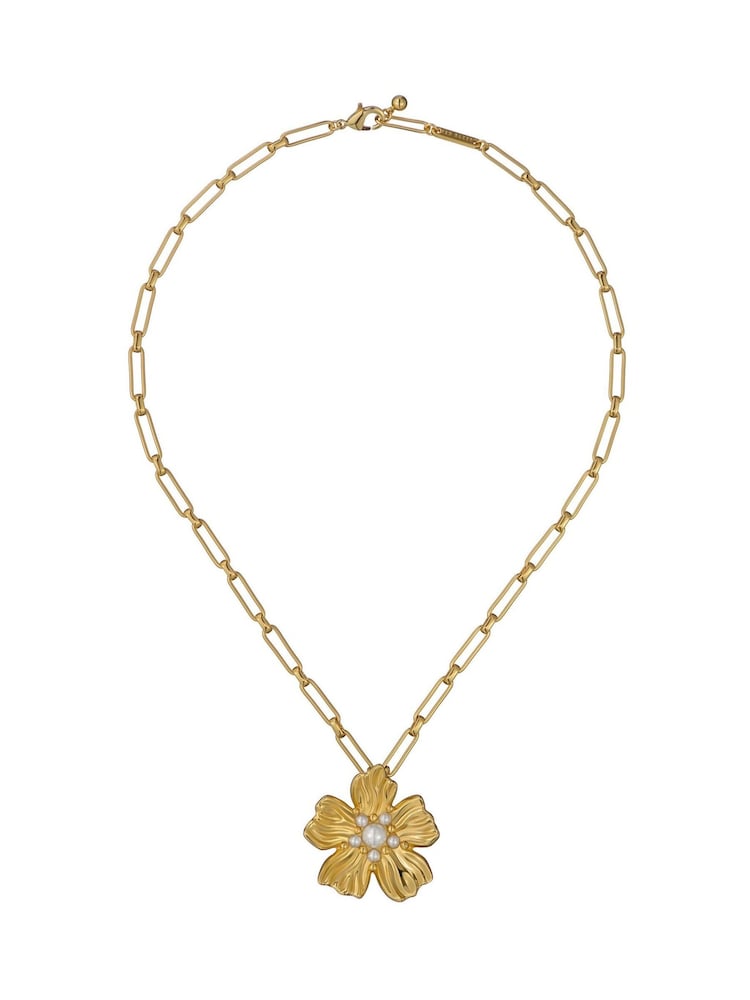 Ted Baker Gold Tone Pettaa: Flower Statement Necklace - Image 3 of 4