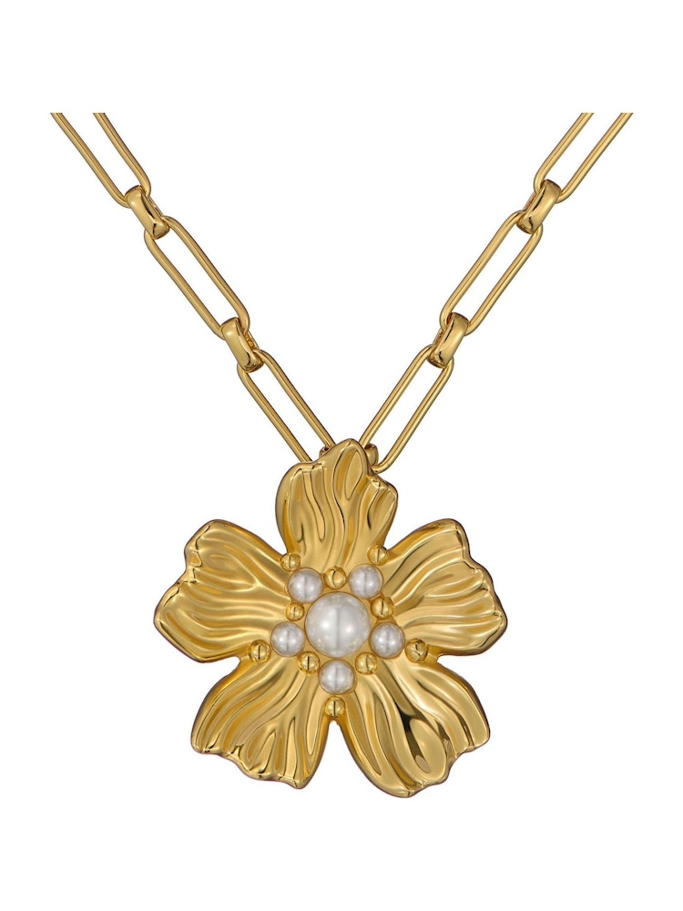 Ted Baker Gold Tone Pettaa: Flower Statement Necklace - Image 4 of 4