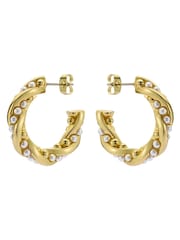 Ted Baker Gold Tone Tiyaa: Twisted Pearl Hoop Earrings - Image 2 of 5