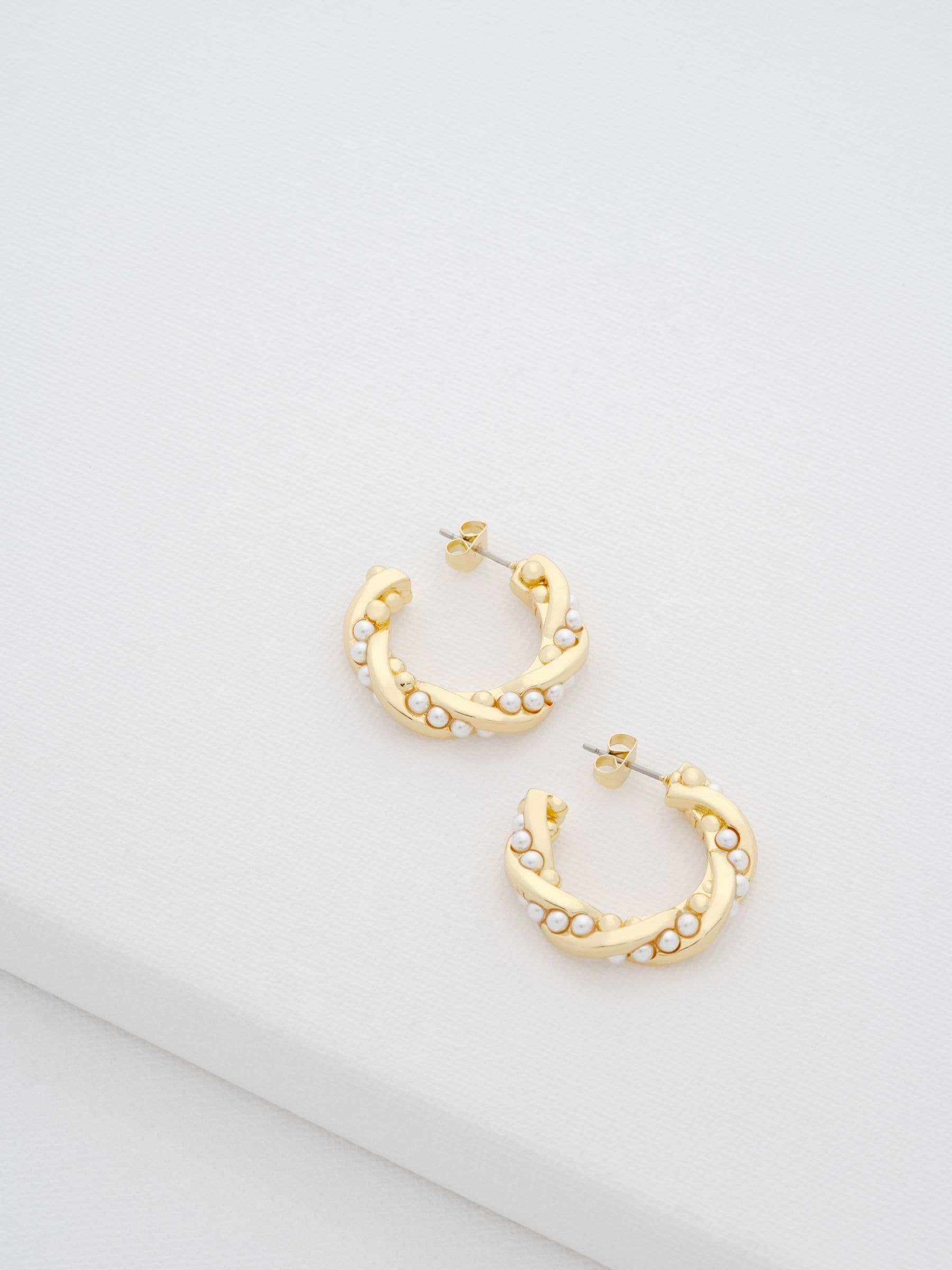 【TED BAKER】Tiyaa Twisted Pearl フープピアス Twisted Pearl Gold Hoop Earrings - TIYAA | Ted Baker