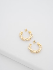 Ted Baker Gold Tone Tiyaa: Twisted Pearl Hoop Earrings - Image 3 of 5