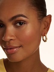 Ted Baker Gold Tone Tiyaa: Twisted Pearl Hoop Earrings - Image 4 of 5