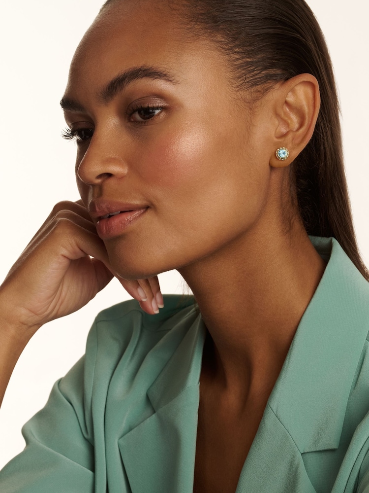 Ted Baker Gold Tone Soletia: Solitaire Sparkle Crystal Stud Earrings - Image 4 of 4
