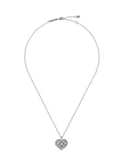 Ted Baker Silver Tone Cherish: Crystal Cluster Heart Locket Pendant Necklace - Image 1 of 6