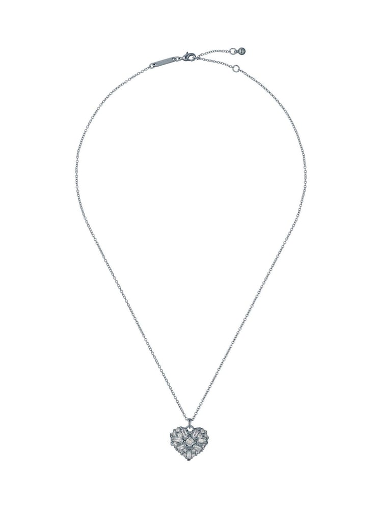 Ted Baker Silver Tone Cherish: Crystal Cluster Heart Locket Pendant Necklace - Image 1 of 6 Ted Baker Silver Tone Cherish: Crystal Cluster Heart Locket Pendant Necklace - Image 1 of 6