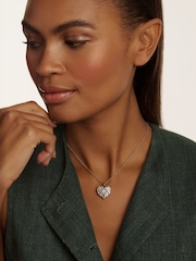 Ted Baker Silver Tone Cherish: Crystal Cluster Heart Locket Pendant Necklace - Image 3 of 6