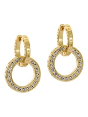 Ted Baker Gold Tone Lina: Double Link Crystal Drop Earrings - Image 1 of 4