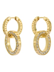 Ted Baker Gold Tone Lina: Double Link Crystal Drop Earrings - Image 2 of 4