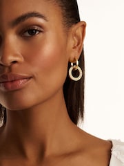 Ted Baker Gold Tone Lina: Double Link Crystal Drop Earrings - Image 3 of 4