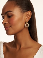 Ted Baker Gold Tone Lina: Double Link Crystal Drop Earrings - Image 4 of 4