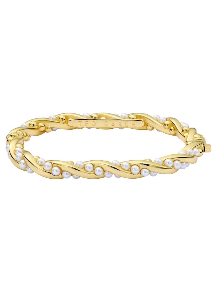 Ted Baker Gold Tone Tilaa: Twisted Pearl Cuff Bracelet - Image 1 of 5