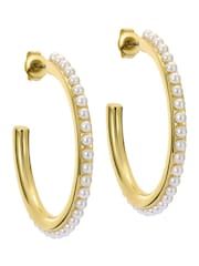 Ted Baker Gold Tone Peraa: Medium Pearl Hoop Earrings - Image 1 of 4