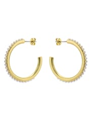 Ted Baker Gold Tone Peraa: Medium Pearl Hoop Earrings - Image 2 of 4