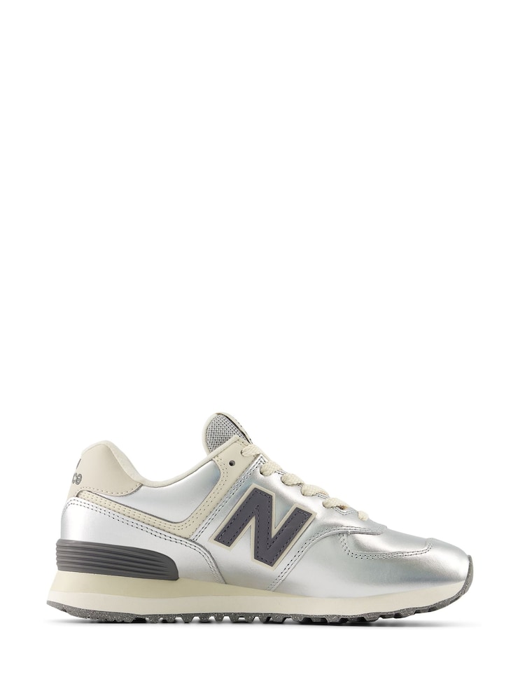 New Balance Silver 574 Trainers - Image 8 of 8