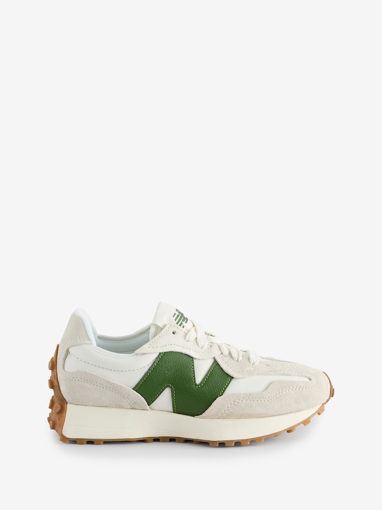 New Balance White/Green Womens 327 Trainers - Image 1 of 1