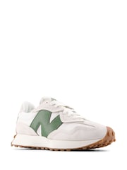 New Balance White/Green Womens 327 Trainers - Image 3 of 7
