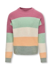 ONLY KIDS Pink Long Sleeve Stripe Jumper - Image 1 of 3