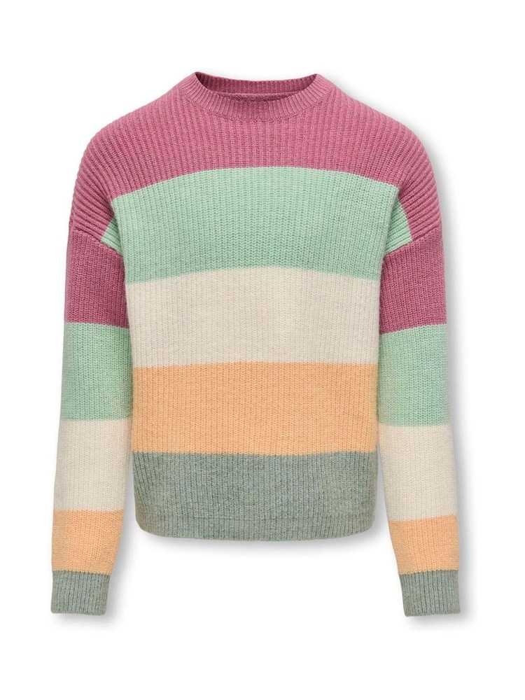 ONLY KIDS Pink Long Sleeve Stripe Jumper - Image 1 of 3