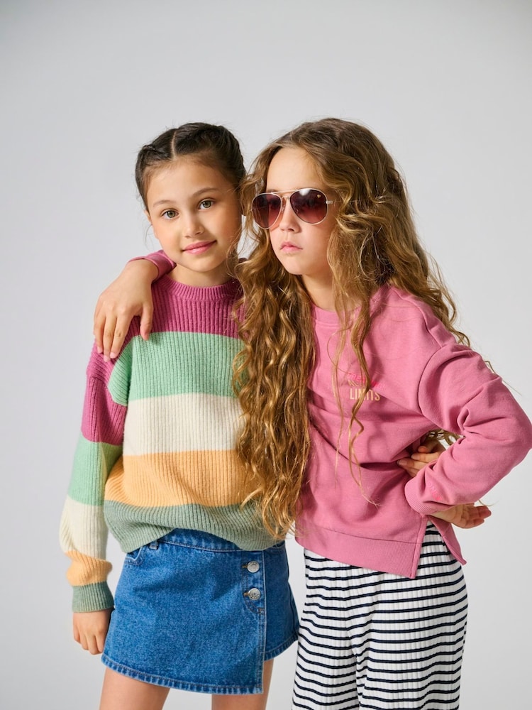 ONLY KIDS Pink Long Sleeve Stripe Jumper - Image 3 of 3 ONLY KIDS Pink Long Sleeve Stripe Jumper - Image 3 of 3