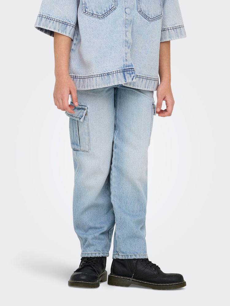 ONLY KIDS Blue Wide Leg Cargo Denim Jeans - Image 2 of 8