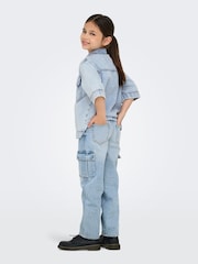 ONLY KIDS Blue Wide Leg Cargo Denim Jeans - Image 3 of 8